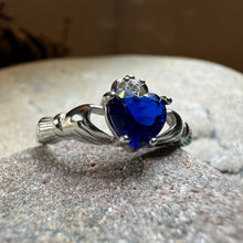 Load image into Gallery viewer, Sapphire Zirconia Claddagh Ring