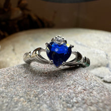 Load image into Gallery viewer, Sapphire Zirconia Claddagh Ring