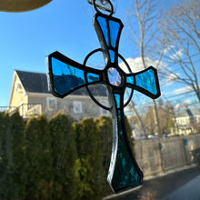 Load image into Gallery viewer, Celtic Cross Stained Glass Suncatcher