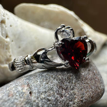 Load image into Gallery viewer, Garnet Claddagh Ring