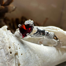 Load image into Gallery viewer, Garnet Claddagh Ring