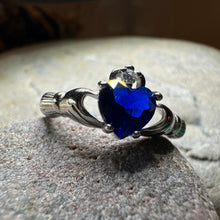 Load image into Gallery viewer, Sapphire Zirconia Claddagh Ring