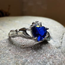 Load image into Gallery viewer, Sapphire Zirconia Claddagh Ring
