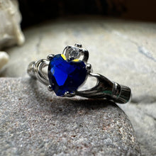 Load image into Gallery viewer, Sapphire Zirconia Claddagh Ring