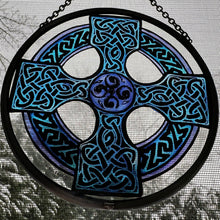 Load image into Gallery viewer, Celtic Cross Stained Glass Suncatcher
