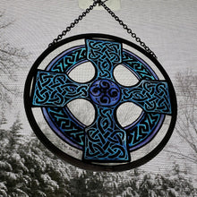 Load image into Gallery viewer, Celtic Cross Stained Glass Suncatcher