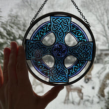 Load image into Gallery viewer, Celtic Cross Stained Glass Suncatcher