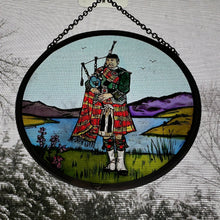 Load image into Gallery viewer, Scottish Bagpiper Stained Glass Suncatcher