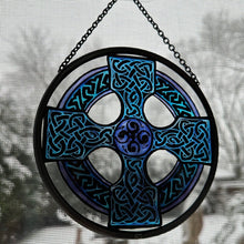 Load image into Gallery viewer, Celtic Cross Stained Glass Suncatcher