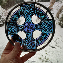 Load image into Gallery viewer, Celtic Cross Stained Glass Suncatcher