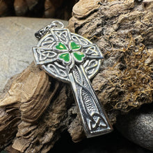 Load image into Gallery viewer, Shamrock Fields Irish Celtic Cross Necklace in Sterling Silver