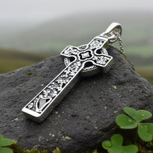 Load image into Gallery viewer, The Quinn Irish Harp Celtic Cross Necklace