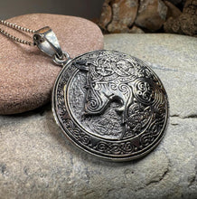 Load image into Gallery viewer, Forest Shadow Celtic Wolf Necklace in Sterling Silver