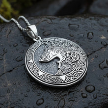Load image into Gallery viewer, Forest Shadow Celtic Wolf Necklace in Sterling Silver