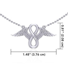 Load image into Gallery viewer, Infinite Love Angel Wings Sterling Silver Necklace - Celtic Reader