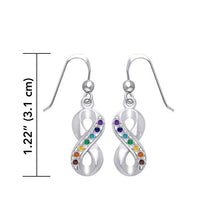 Load image into Gallery viewer, Infinity Silver Earrings with Chakra Gemstone - Celtic Reader