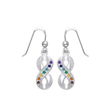 Load image into Gallery viewer, Infinity Silver Earrings with Chakra Gemstone - Celtic Reader