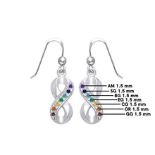 Load image into Gallery viewer, Infinity Silver Earrings with Chakra Gemstone - Celtic Reader