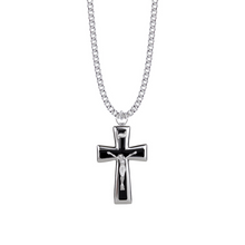 Load image into Gallery viewer, Sterling Silver Black Enameled Crucifix Necklace | Catholic Crucifix | Men’s Faith Jewelry | Confirmation Gift | Catholic Gift