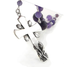 Load image into Gallery viewer, Sterling Silver and Amethyst Catholic Rosary Prayer Beads / Cross Necklace