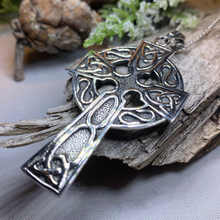 Load image into Gallery viewer, Cahal Large Celtic Cross Necklace in Sterling Silver
