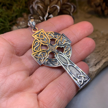 Load image into Gallery viewer, Cahal Large Celtic Cross Necklace in Sterling Silver