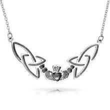 Load image into Gallery viewer, Sterling Silver Celtic Claddagh Trinity Knot Adjustable 18" Necklace
