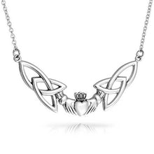 Load image into Gallery viewer, Sterling Silver Celtic Claddagh Trinity Knot Adjustable 18" Necklace