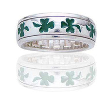 Load image into Gallery viewer, Sterling Silver Irish Shamrock Clover Spin Ring