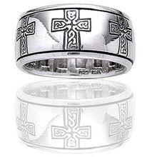 Load image into Gallery viewer, Sterling Silver Celtic Knot Cross Meditation Spin Band Ring