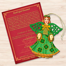 Load image into Gallery viewer, Irish Angel Wooden Christmas Ornament
