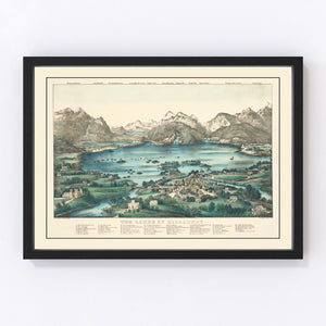 Vintage Lakes of Killarney Ireland Map 1867
