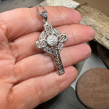 Load image into Gallery viewer, Aileran Triskele Celtic Cross Necklace in Sterling Silver
