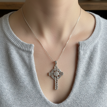 Load image into Gallery viewer, Aileran Triskele Celtic Cross Necklace in Sterling Silver

