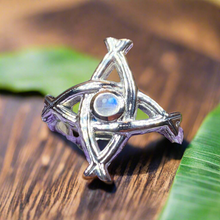 Load image into Gallery viewer, Moonstone Saint Brigid's Cross of Ireland Ring
