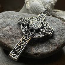 Load image into Gallery viewer, Aileran Triskele Celtic Cross Necklace in Sterling Silver
