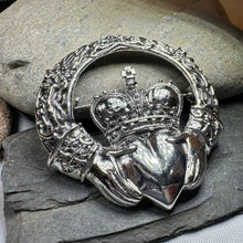 Load image into Gallery viewer, Victorian Irish Claddagh Brooch in Sterling Silver
