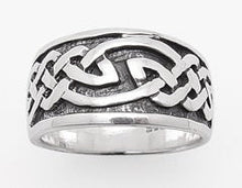 Load image into Gallery viewer, 11mm Wide Celtic Knot Sterling Silver Ring Band
