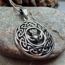 Load image into Gallery viewer, Classic Celtic Knot Claddagh Necklace in Sterling Silver
