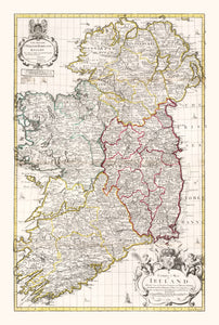 Vintage Map of Ireland 1714