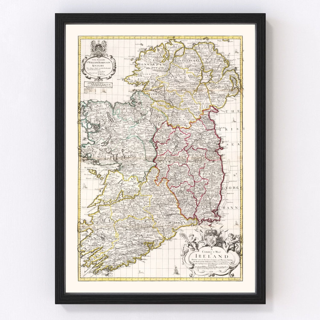 Vintage Map of Ireland 1714