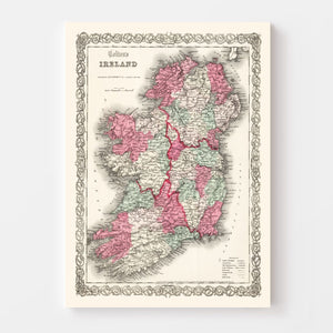 Vintage Map of Ireland 1865