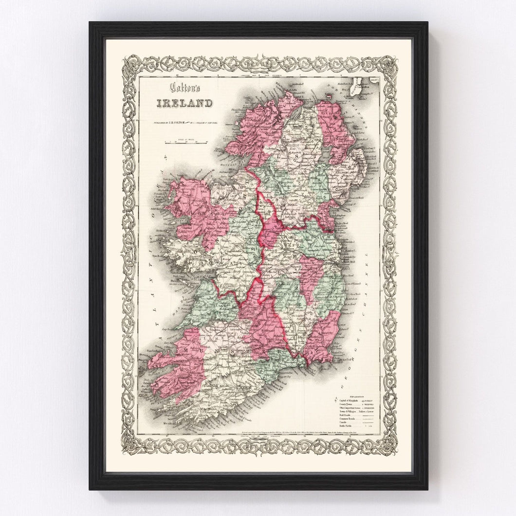Vintage Map of Ireland 1865