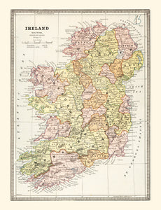 Vintage Map of Ireland 1883