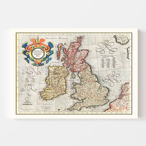 Vintage Map of England, Scotland & Ireland 1623