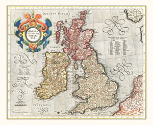 Vintage Map of England, Scotland & Ireland 1623