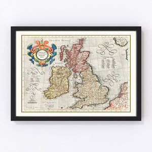 Vintage Map of England, Scotland & Ireland 1623