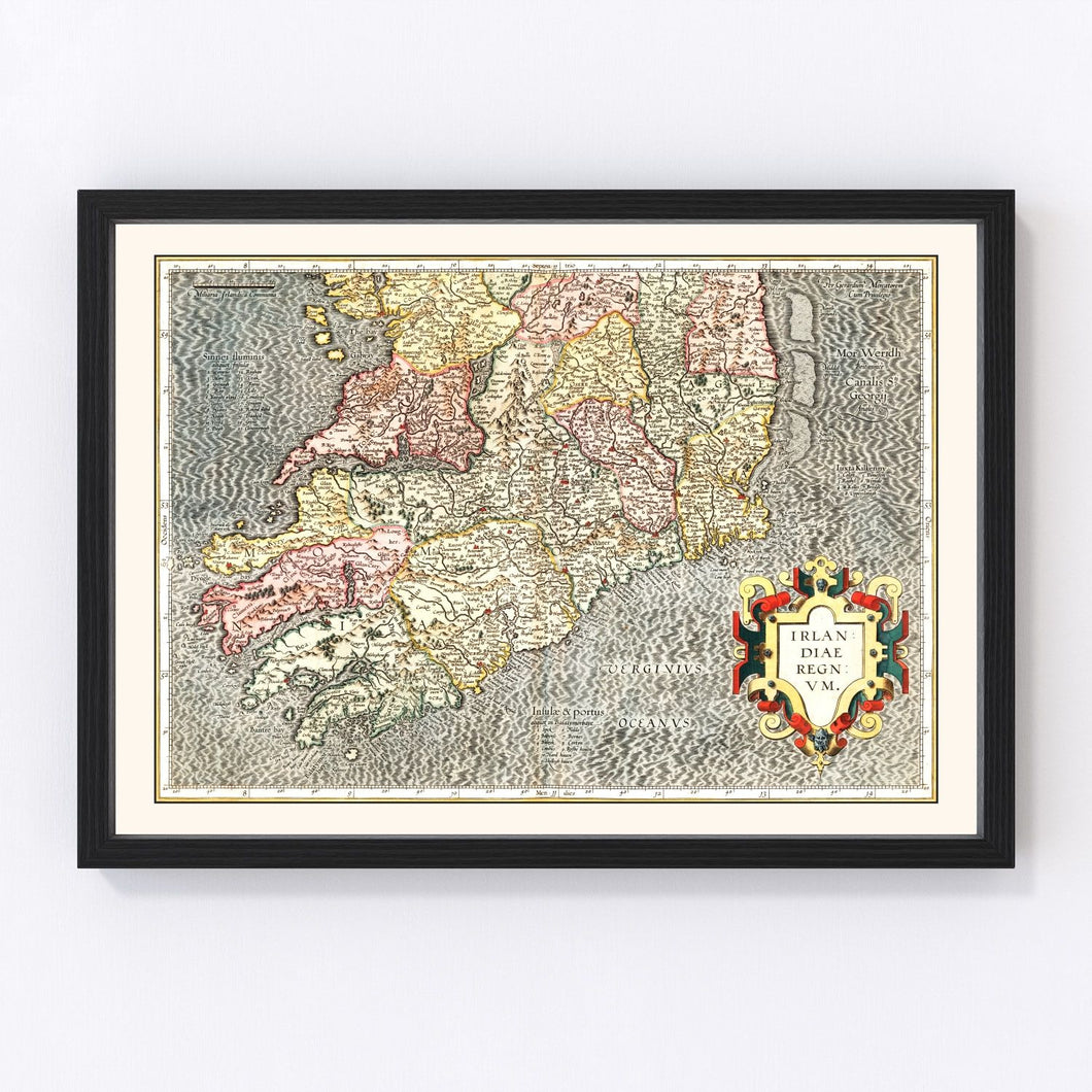 Vintage Map of The Kingdom of Ireland 1623