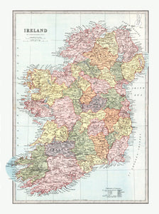 Vintage Map of Ireland 1871