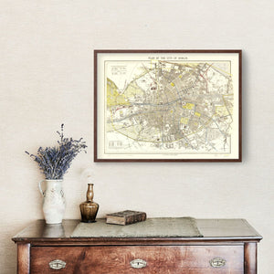 Vintage Map of Dublin, Ireland 1883